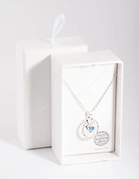 Silver Diamond Simulant Circular Stone Pendant Necklace