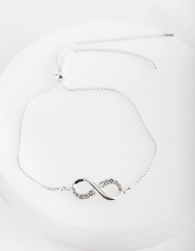 Silver Diamond Simulant Infinity Toggle Bracelet