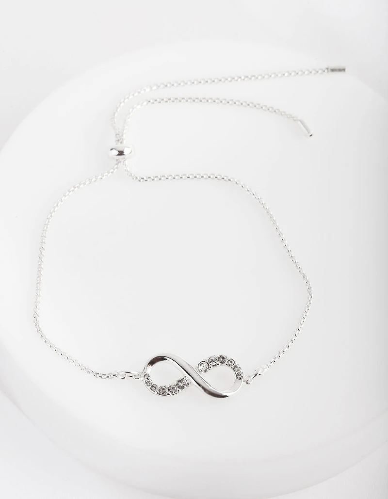 Silver Diamond Simulant Infinity Toggle Bracelet