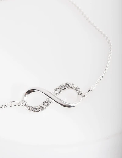 Silver Diamond Simulant Infinity Toggle Bracelet