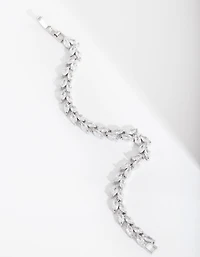Silver Diamond Simulant Petal Row Tennis Bracelet