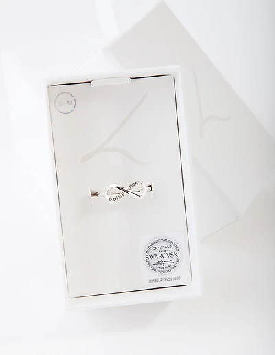 Silver Diamond Simulant Infinity Ring
