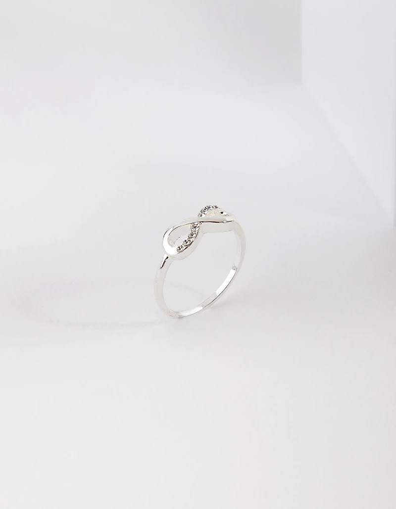 Silver Diamond Simulant Infinity Ring