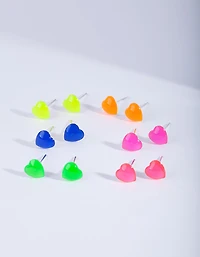 Kids Silver Rainbow Heart Stud Earring 6-Pack