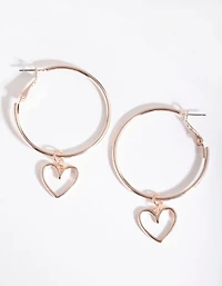 Rose Gold Cut Out Heart Hoop Earrings