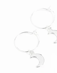 Silver 13mm Moon Hoop Earrings
