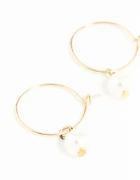 Gold 3mm Pearl Hoop Earrings