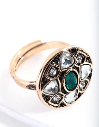 Gold Round Gem Ring