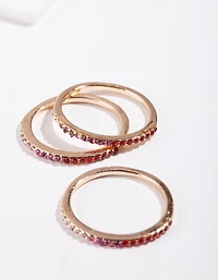 Tones of Red Ombre Diamante Ring Pack