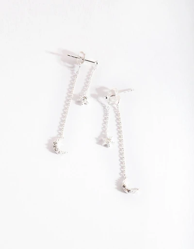 Sterling Silver Diamante Drop Earrings