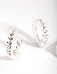 Silver Jagged Diamante Huggie