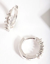 Silver Jagged Diamante Huggie