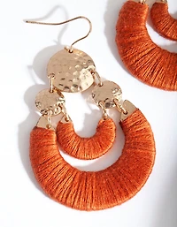 Gold Thread Wrap Drop Earrings