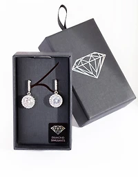Diamond Simulant Circle Drop Earrings