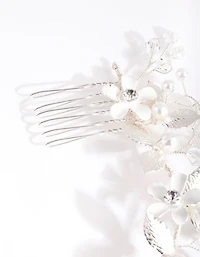 Silver Pearl Flower Hair Wrap