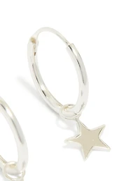 Boucles d’oreilles pendantes en étoile simple en argent sterling