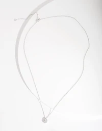 Sterling Silver Cubic Zirconia Pear Halo Necklace