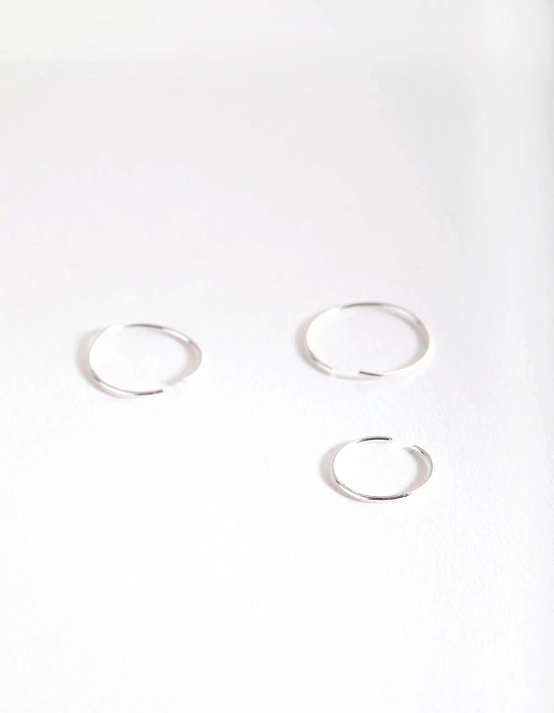 Silver Fine Graduating Nose Ring Pack