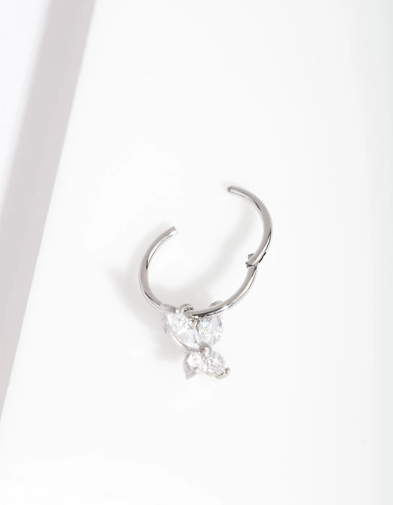Surgical Steel Cubic Zirconia Butterfly Clicker Earring