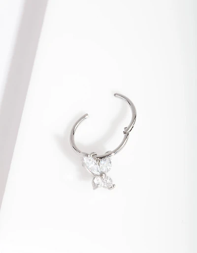Surgical Steel Cubic Zirconia Butterfly Clicker Earring