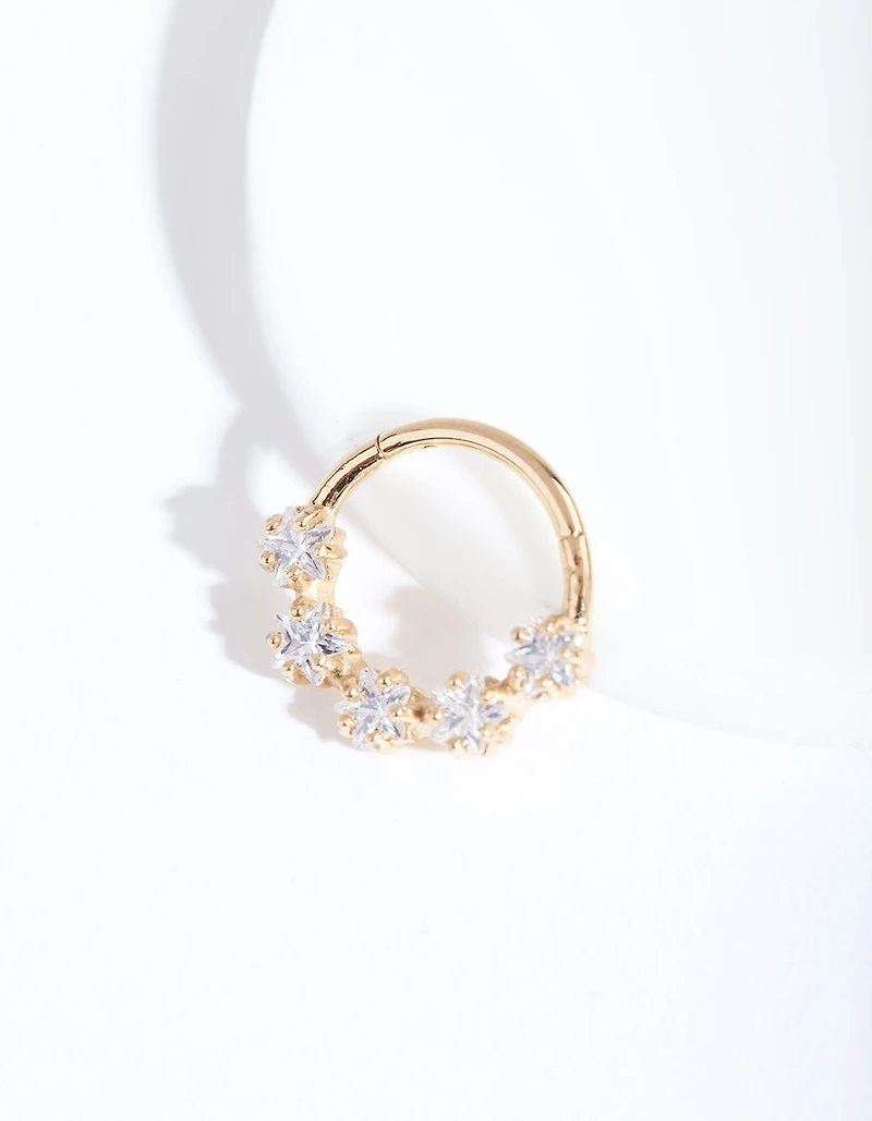 Gold Cubic Zirconia Star Clicker Earring