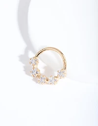 Gold Cubic Zirconia Star Clicker Earring