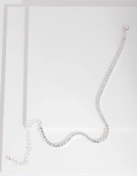 Silver Cubic Zirconia Cup Chain Anklet