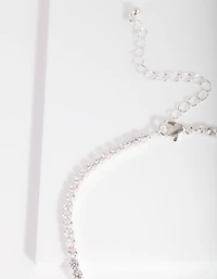 Silver Cubic Zirconia Cup Chain Anklet