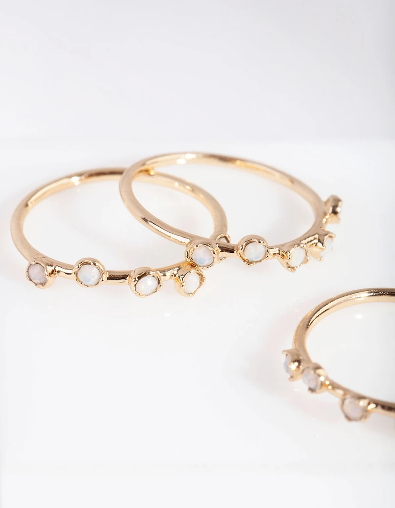 Gold Synthetic Opal Ring Pack