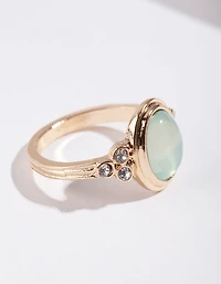 Gold Oval Diamante Ring