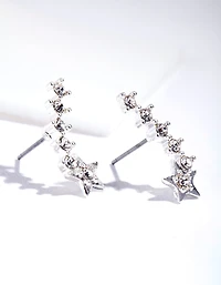 Silver Shooting Star Crawler Earrings