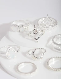 Silver Bohemian Moon Ring 8-Pack