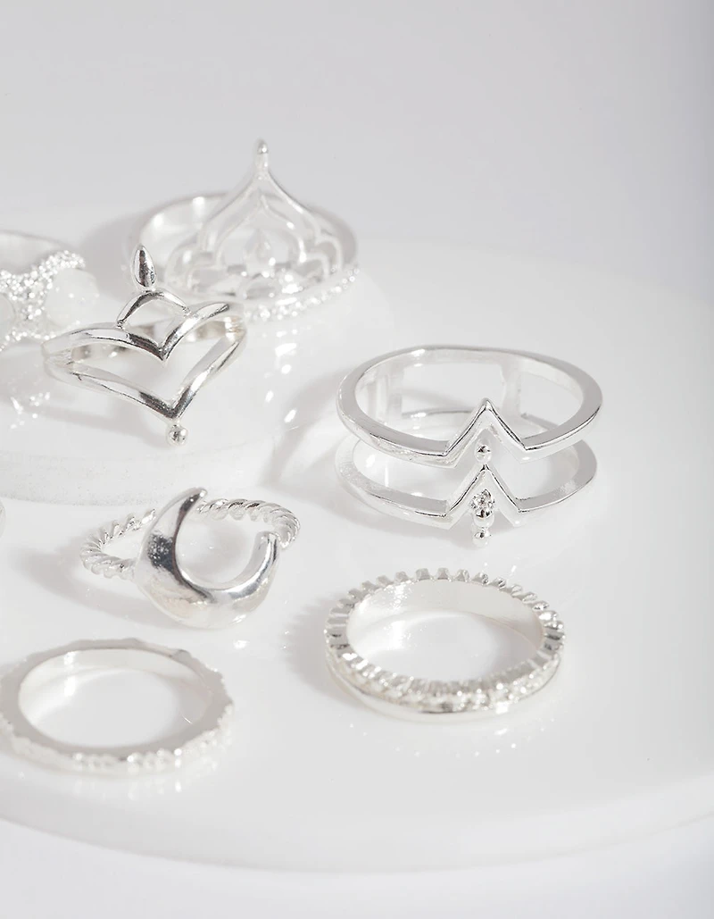 Bague Lunaire Bohème en Argent Paquet de 8