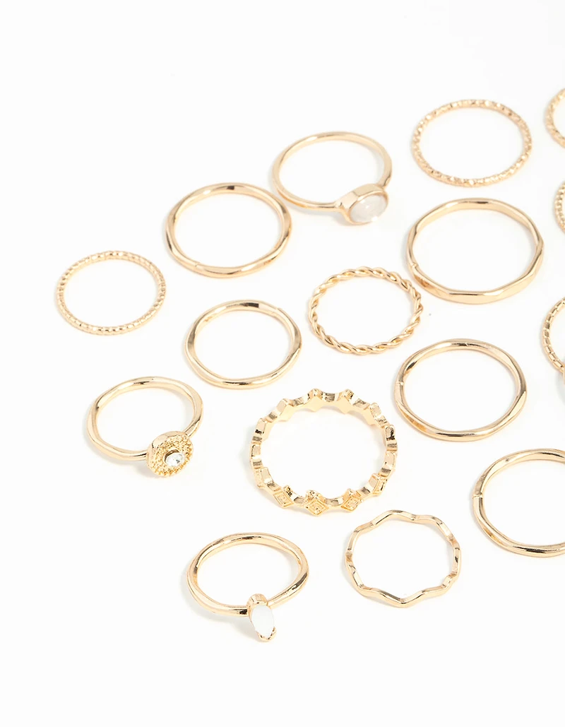 Gold Textured Synthetic Opal Ring 24-Pack