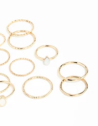 Gold Textured Synthetic Opal Ring 24-Pack