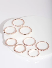 Bague multi-pierres en or rose en paquet de 9