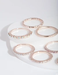Bague multi-pierres en or rose en paquet de 9