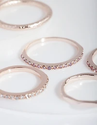 Bague multi-pierres en or rose en paquet de 9