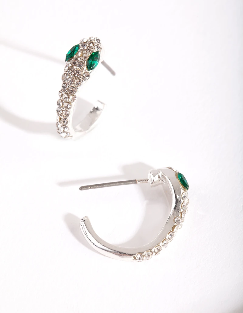 Silver Snake Huggie Earrings