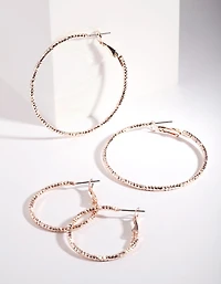 Rose Gold Triple Cut Hoop Earring Pack