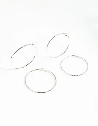 Silver 60MM Hoop Earring Pack