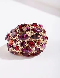 Anneau à bulles en caisse de gemmes roses