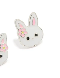 Silver Cute Bunny Stud Earrings