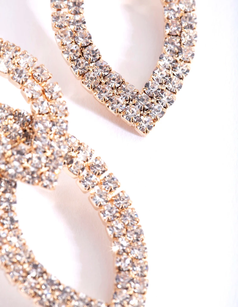 Gold Cupchain Double Leaf Earrings