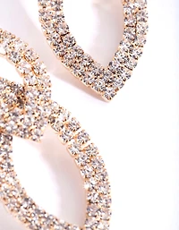 Gold Cupchain Double Leaf Earrings