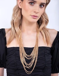 Gold Multi Row Necklace