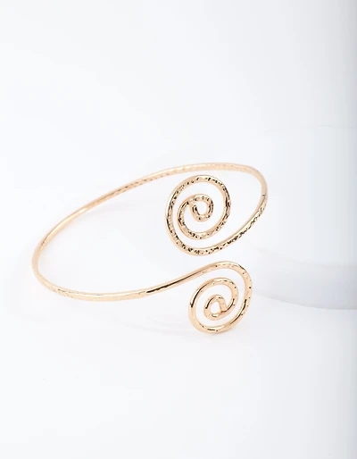 Gold Hammered Swirl Arm Cuff