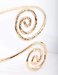 Gold Hammered Swirl Arm Cuff