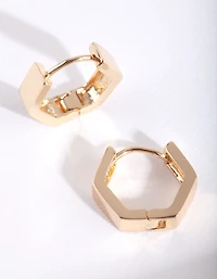 Boucles d’oreilles Huggie en hexagones d’or