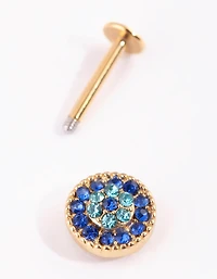 Gold Plated Surgical Steel Evil Eye Flat Back
